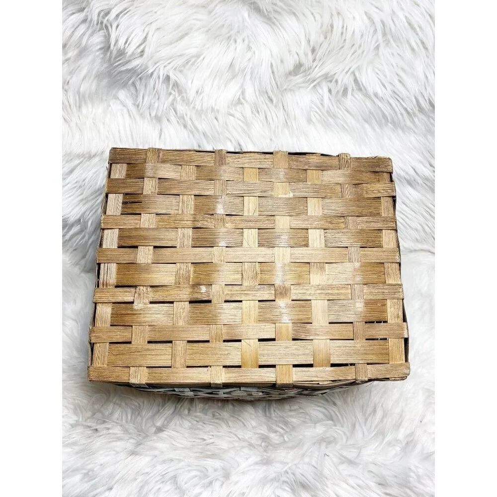WOODEN ONION GRAPHIC KITCHEN COTTAGE FARMHOUSE STORAGE BASKET, 16 x 13.5 x‎ 9